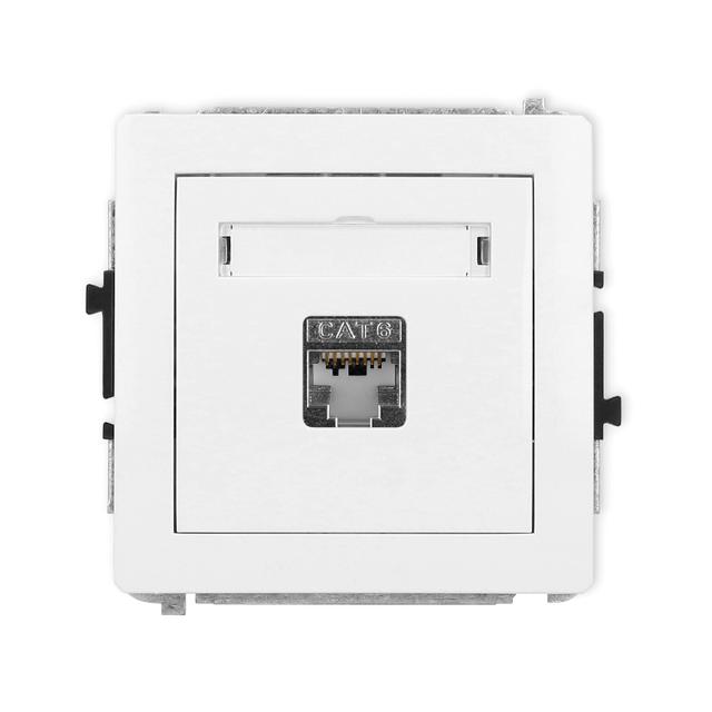DECO Mechanizm gniazda komputerowego pojedynczego 1xRJ45, kat. 5e, ekranowany, 8-stykowy biały