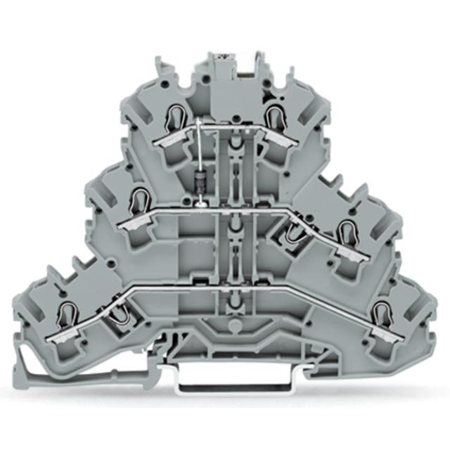 Złączka szynowa 3‑pietrowa diodowa 4mm2 szara 2002‑3211/1000‑410 TOPJOBS /50szt./ WAGO