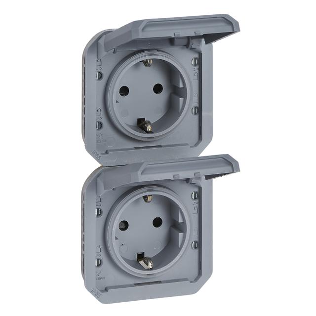 NOWE PLEXO - GNIAZDO SCHUKO 2X2P+Z PIONOWE MECHANIZM 16A-250V SZARE 069577L LEGRAND