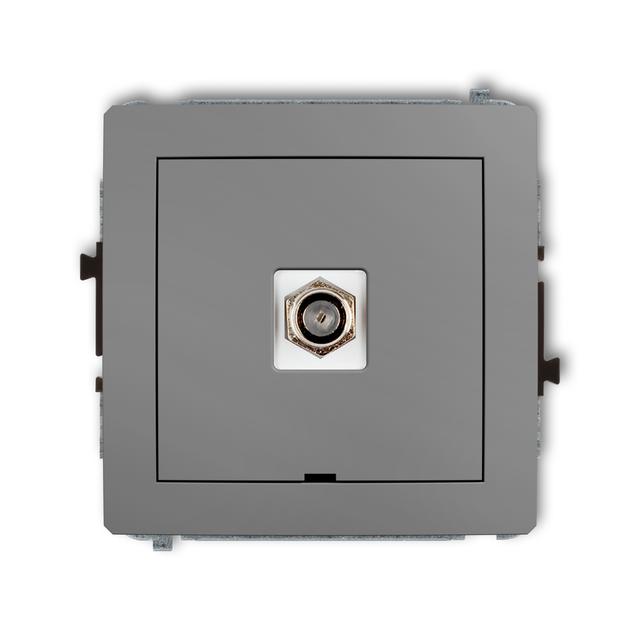 DECO Mechanizm gniazda antenowego pojedynczego typu F (SAT) niklowany, bez pola opisowego szary mat