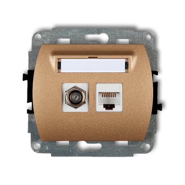 TREND Mechanizm gniazda antenowego poj. typu F (SAT) + gniazda komp. poj. 1xRJ45, kat. 6, 8-stykowy