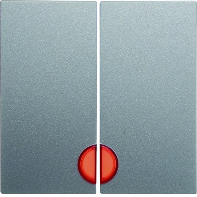 BERKER B.Kwadrat/B.7 Klawisze z czerwoną soczewką do łącznika 2-klawiszowych aluminium mat lakierowa