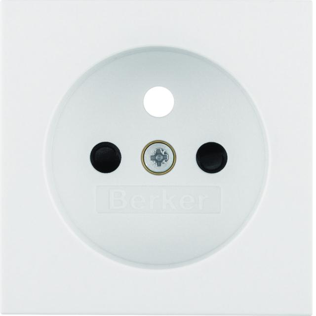 BERKER B.Kwadrat Płytka czołowa z przysłonami styków do gniazda z uziemieniem biały 3965768999 HAGER