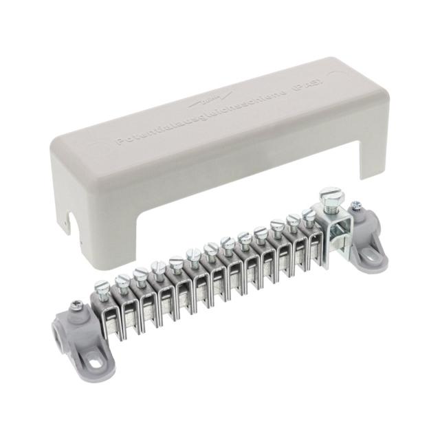 Szyna wyrównywania potencjałów R15, wyk. C z pokrywą, 13 zacisków na 2,5-25 mm2, 1 zacisk na 16-95 m