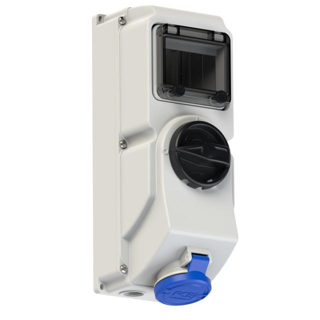 GN.Z WYŁ.STAŁE-PRZELOT 16A 4P 9H IP44 Z WKŁAD.TOPIKOWYMI