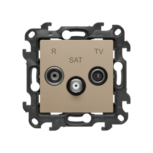Simon 24 Gniazdo antenowe R-TV-SAT przelotowe szampański mat NASP.01/34