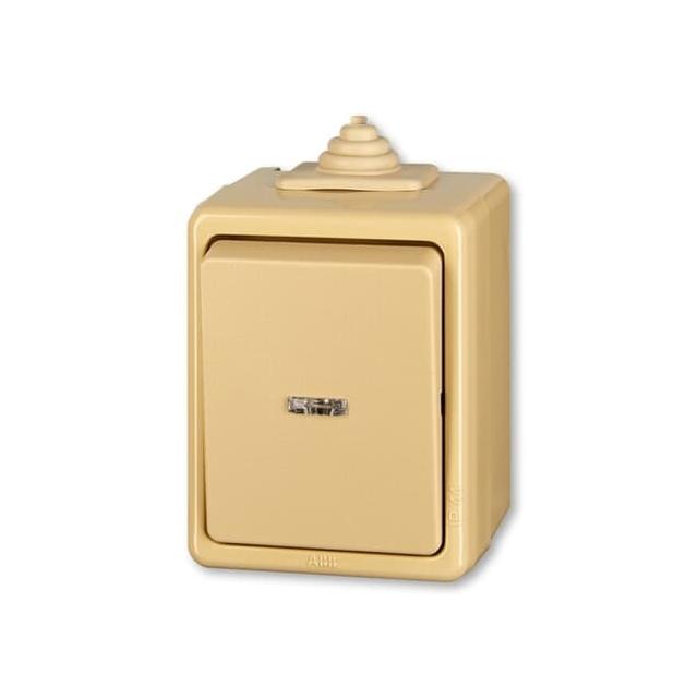 CLASSIC Wyłącznik dwubiegunowy z oknem IP 44 z neonówką sygnalizacyjną beżowy