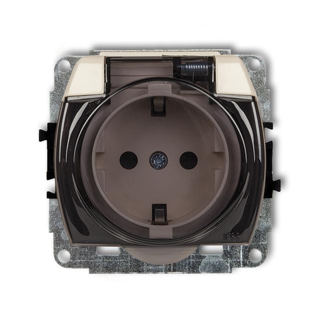 TREND Mechanizm gniazda bryzgoszczelnego z uziemieniem SCHUKO 2P+Z (klapka dymna, przesłony torów pr