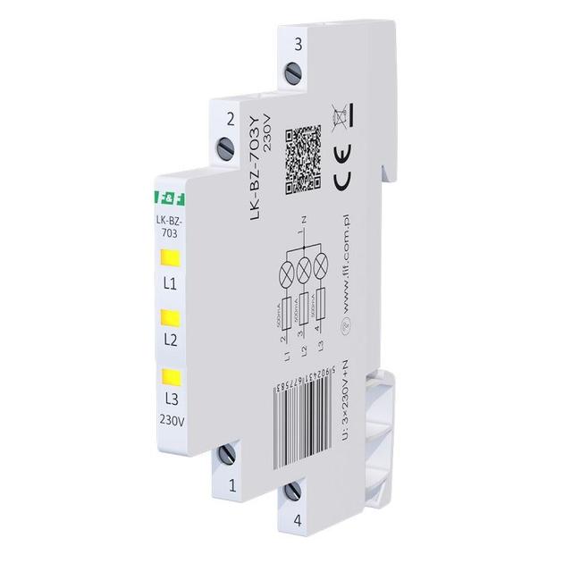 Lampka kontrolna zasilania z zabezpieczeniem 1/3S 3xLED ŻÓŁTA LK-BZ-703Y F&F