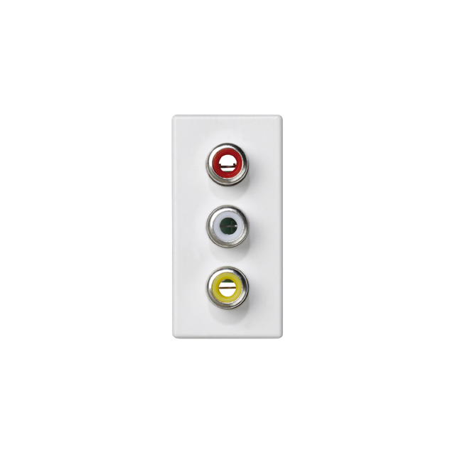 Simon Connect Płytka K45/2 złącz 3x RCA (CINCH) 225x45mm+wkłady z. śrub. czysta biel