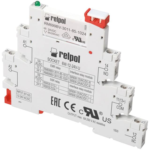 Przekaźnik interfejsowy SIR6W-24VAC/DC-R 1P 24V AC/DC 6A / 250V AC RELPOL