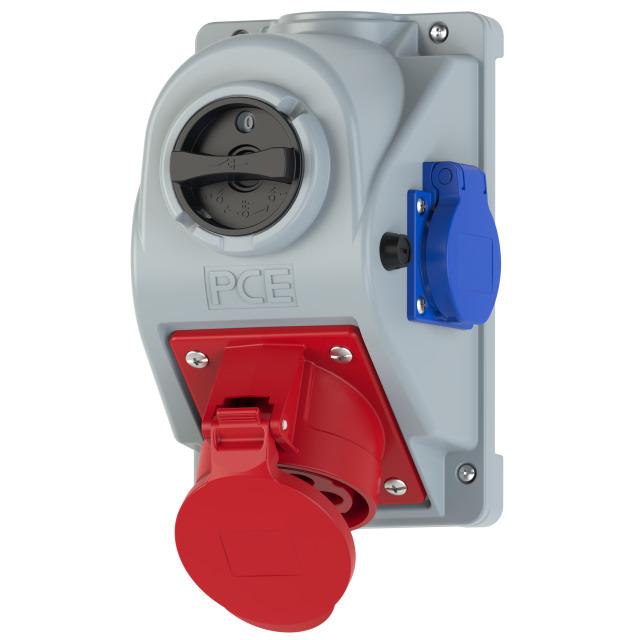 GNIAZDO Z WYŁĄCZNIKIEM COMBO-POL 32A 400V 3P+Z+N, gniazdo 230V, wył. 0-1 96062541W PCE