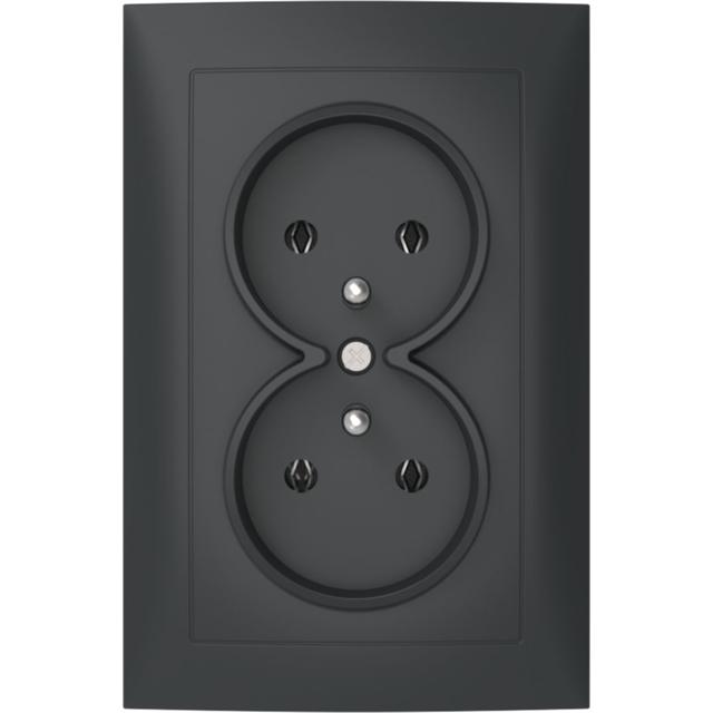 B.Kwadrat Gniazdo podwójne z uziemieniem kompletne, antracyt