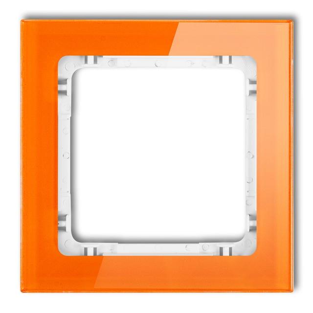 DECO Ramka uniwersalna pojedyncza- efekt szkła (ramka: pomarańczowa; spód: biały) pomarańczowy