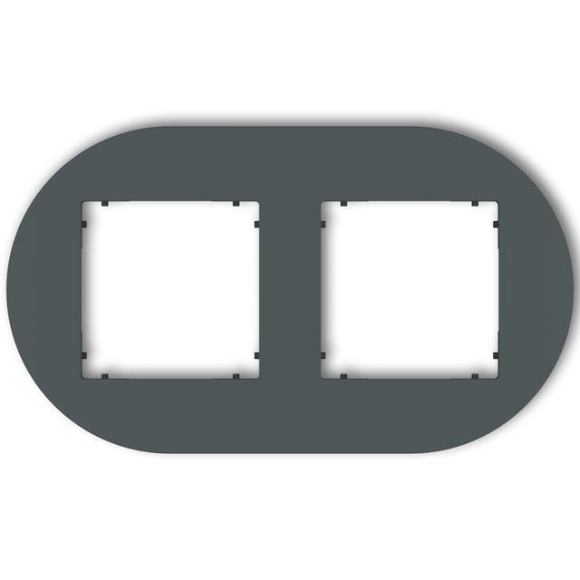 MINI Ramka uniwersalna podwójna okrągła z tworzywa grafitowy mat