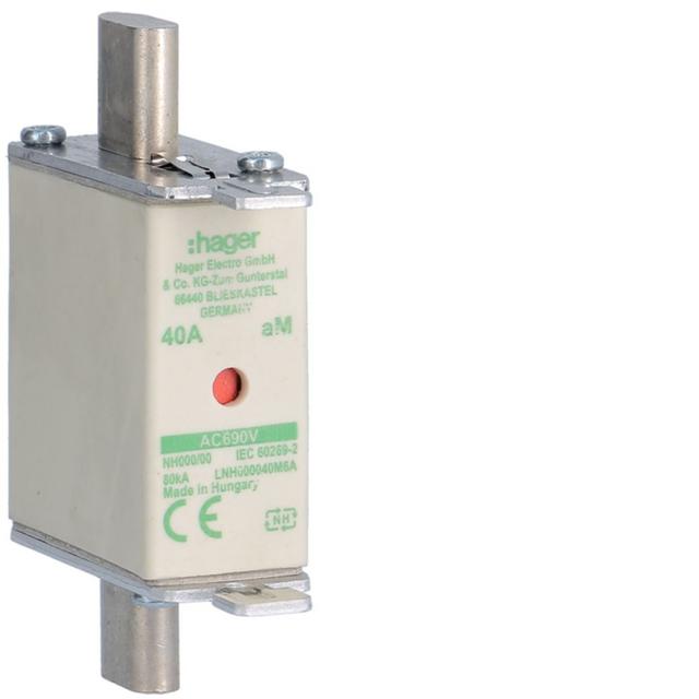 Wkładka bezp. nożowa NH000 wsk.podw. uchwyt nieiz. aM 40A 690VAC LNH000040M6A HAGER