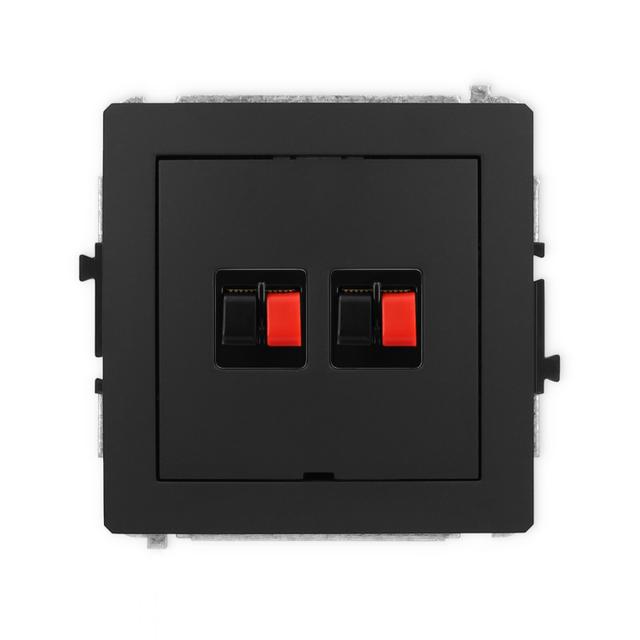 DECO Mechanizm gniazda głośnikowego podwójnego, bez pola opisowego czarny mat