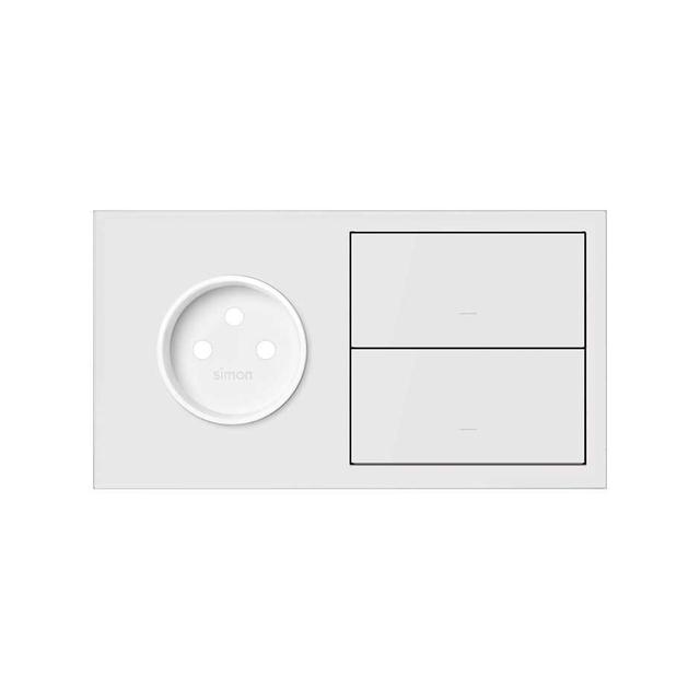Simon 100 Panel 2-krotny: 1 gniazdo + 1 klawisz + 1 zaślepka biały mat 10020221-230 KONTAKT
