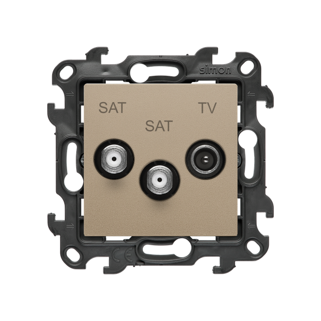 Simon 24 Gniazdo antenowe satelitarne podwójne SAT-SAT-R-TV szampański mat NASK2.01/34