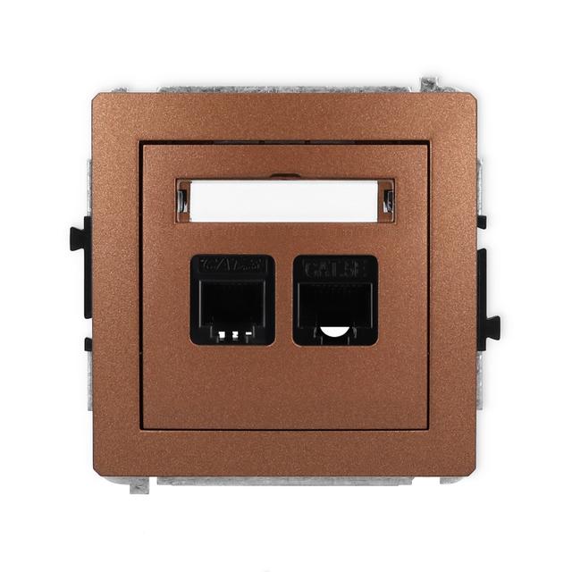 DECO Mechanizm gniazda telefonicznego pojedynczego 1xRJ11 + komputerowego pojedynczego 1xRJ45, kat.