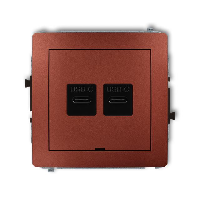 DECO Mechanizm ładowarki USB podwójnej 2xUSB C, 20W max., bez pola opisowego brązowy metalik