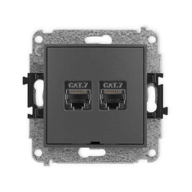 ICON Mechanizm gniazda komputerowego podwójnego 2xRJ45, kat. 7, ekranowany, 8-stykowy, bez pola opis