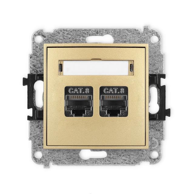 ICON Mechanizm gniazda komputerowego podwójnego 2xRJ45, kat. 8, ekranowany, 8-stykowy złoty