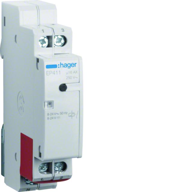 Przekaźnik bistabilny elektroniczny 8-24V AC/DC 1Z 16A EP411 HAGER