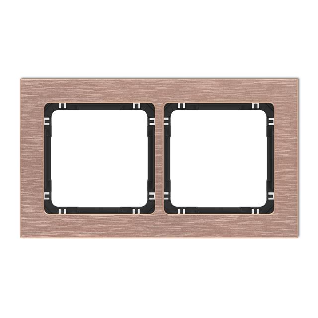 DECO Ramka uniwersalna podwójna - aluminium szczotkowane (ramka: kolor miedziany; spód: czarny) mied
