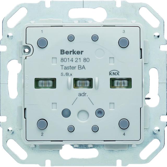 BERKER KNX e/s B.x Moduł przycisku podwójnego z portem magistralnym z diodami LED RGB i czuj. temperatury 80142180 HAGER
