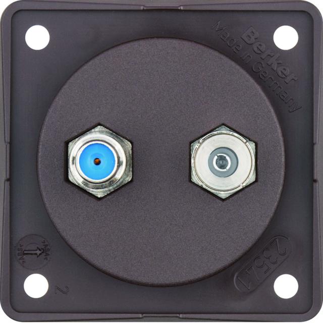 BERKER Integro Flow Gniazdo antracytenowe Radio/SAT z obudową nieekranowaną brąz 945602501 HAGER