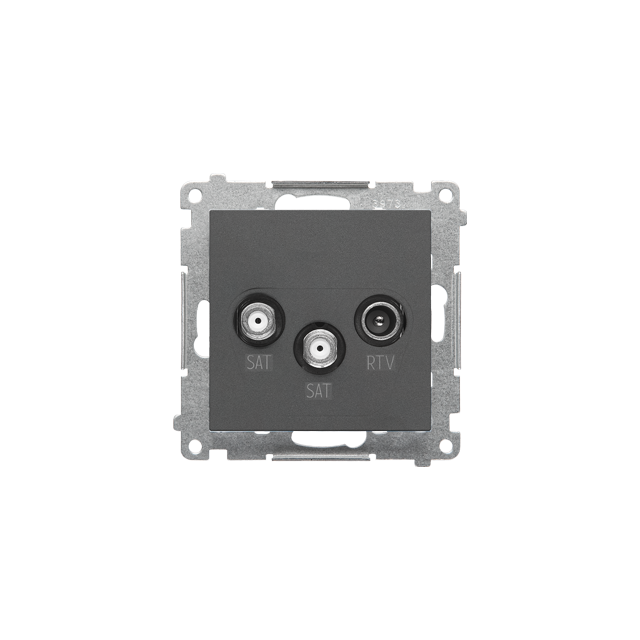 Simon 55 Gniazdo antenowe satelitarne podwójne SAT-SAT-RTV 2x Wejście: 5 MHz÷2,4 GHz Grafitowy mat