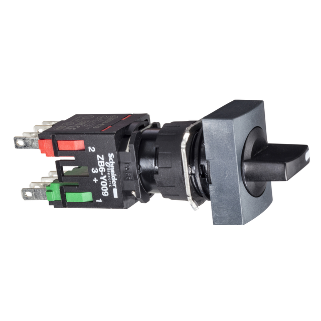 Harmony XB6 Kompletny Przełącznik 3 położeniowy Stabilny Czarny Krótka rączka 1Z+1R Prostokątny XB6DD235B Schneider