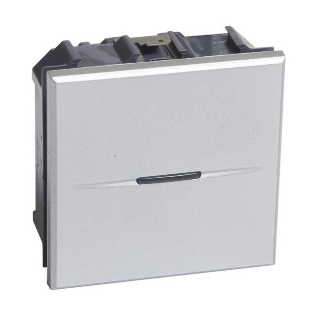 AXOLUTE - Łącznik jednobiegunowy 10AX (zaciski śrubowe) 2 moduły AXIAL aluminium, Bticino