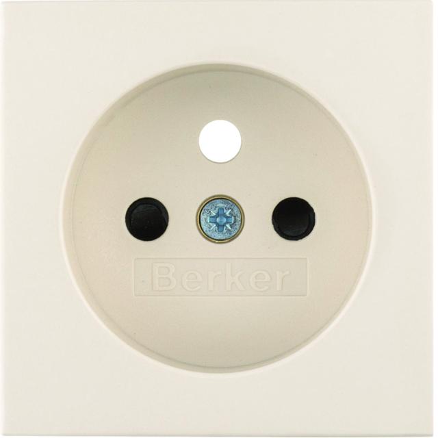 BERKER B.Kwadrat Płytka czołowa z przysłonami styków do gniazda z uziemieniem krem 3965768992 HAGER