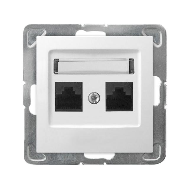 IMPRESJA Gniazdo komputerowe podwójne, kat. 5e MMC - kolor biały