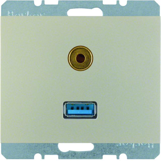BERKER K.5 Gniazdo USB / 3,5mm Audio stal szlachetna lakierowana 3315397004 HAGER