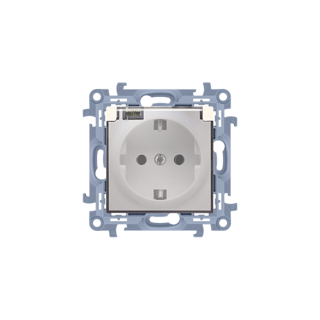 Simon 10 Gniazdo Schuko IP44 z uszczelką z przesłonami klapka transparetna 16A krem