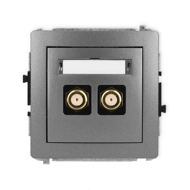 DECO Mechanizm gniazda antenowego podwójnego typu F (SAT) pozłacany grafitowy