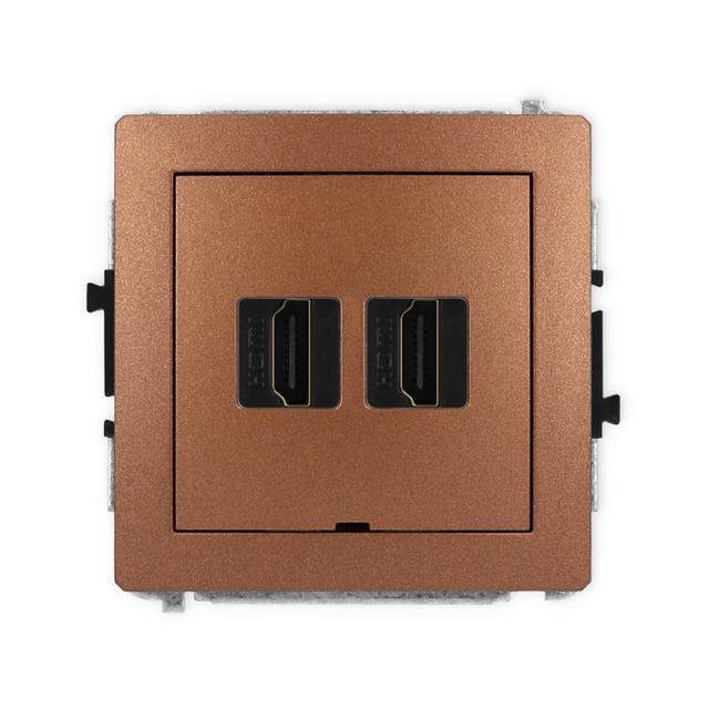DECO Mechanizm gniazda podwójnego HDMI 2.0, bez pola opisowego brązowy metalik