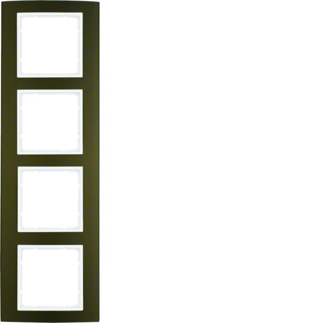 BERKER B.3 Ramka poczwórna aluminium brązowa/biała 10143021 HAGER