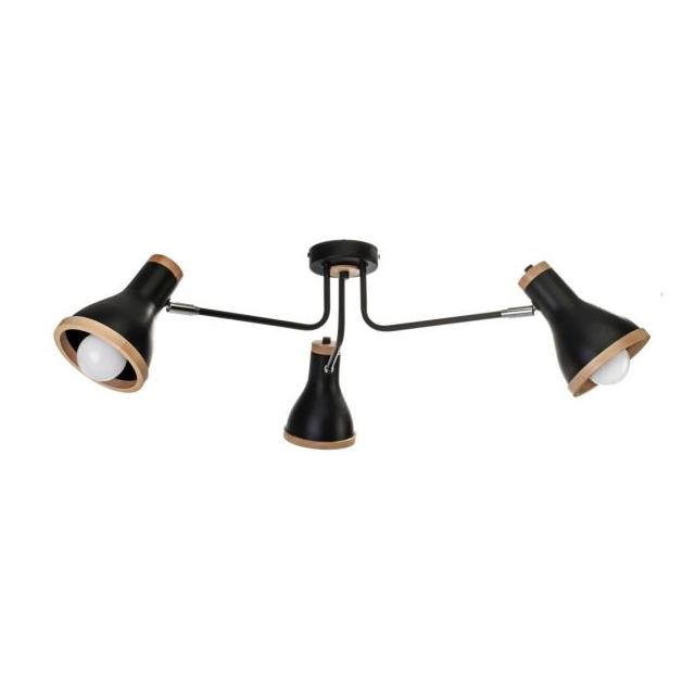 Milagro plafon Holly 3xE27 czarno/drewniany MLP6257