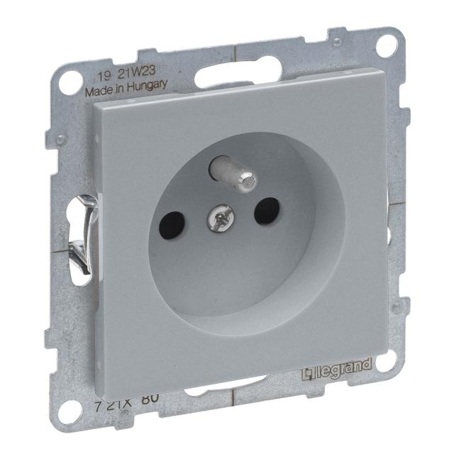 Suno Gniazdo Pojedyncze Z Uziemieniem 2P+Z Z Przesłoną 16A 250 V Zaciski Automatyczne Aluminium 721380 LEGRAND