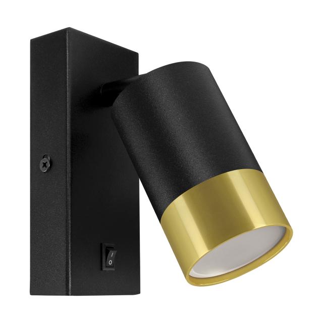 Lampa kinkiet oprawa dekoracyjna PUZON WLL GU10 max 35W czarny/złoty  04286 IDEUS