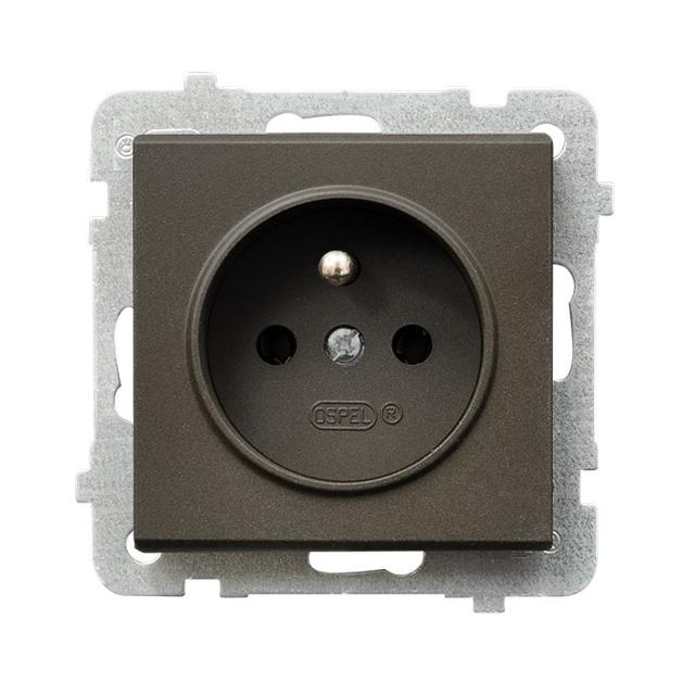 SONATA Gniazdo pojedyncze z uziemieniem - kolor czekoladowy metalik