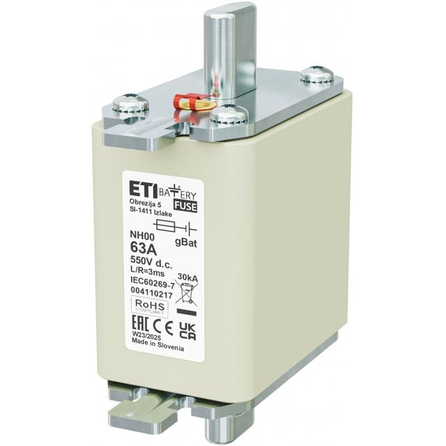 Wkładka topikowa NH do ochrony akumulatorów, magazynów energii DC NH00 gBat 63A 550V DC 004110217 ETI