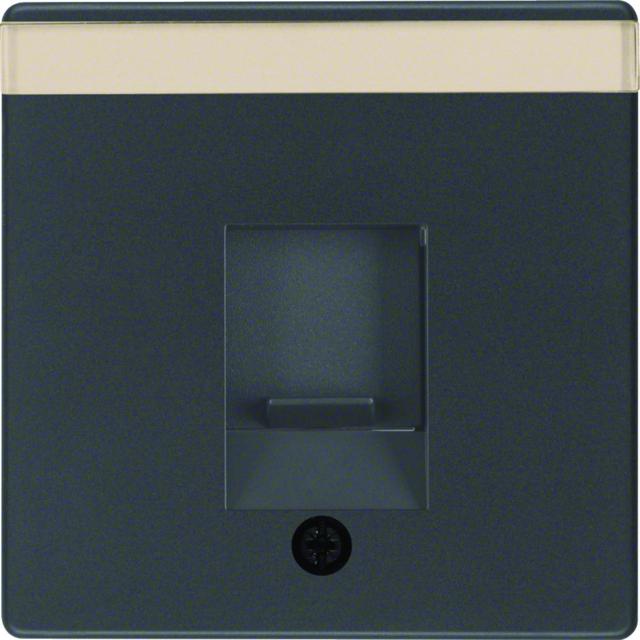 BERKER Q.x Płytka czołowa pojedyncza zasuwa chroniące przed kurzem pole opisowe antracyt aksamit lak