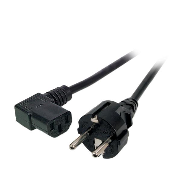 Kabel zasilający Schuko 180° - C13 90° 2m czarny