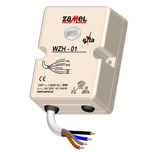 WYŁĄCZNIK ZMIERZCHOWY NATYNKOWY Z SONDĄ 230V AC IP65 TYP: WZH-01