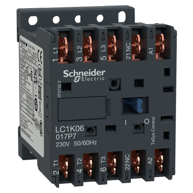 Miniaturowy stycznik mocy TeSys K 6A 3P 1R cewka 230VAC LC1K06017P7 Schneider